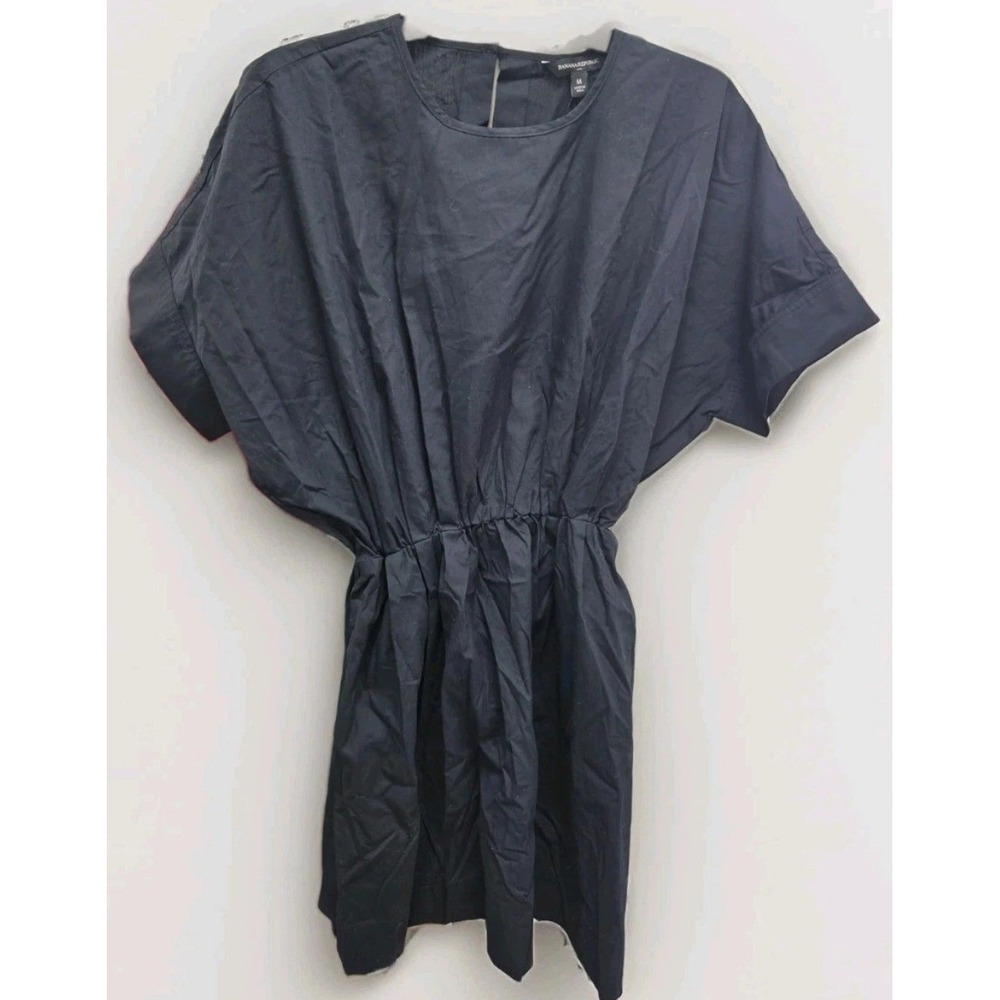 Banana Republic Womens Black Short Sleeve Elastic Waist Mini Dress Size M